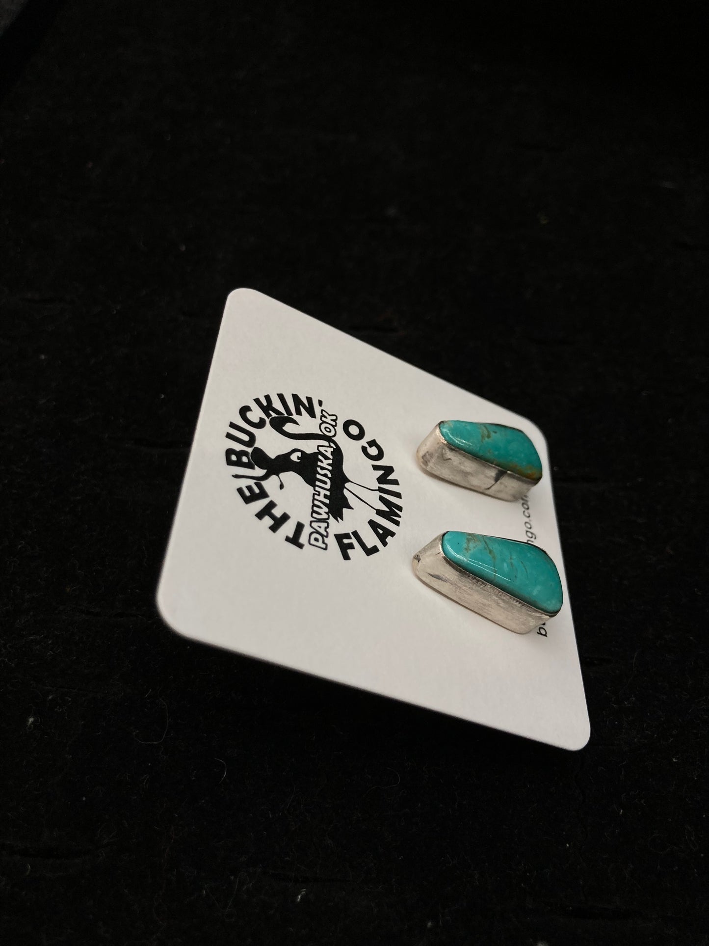 Kingman Turquoise Triangle Post Earrings by Sheryl Kee, Navajo