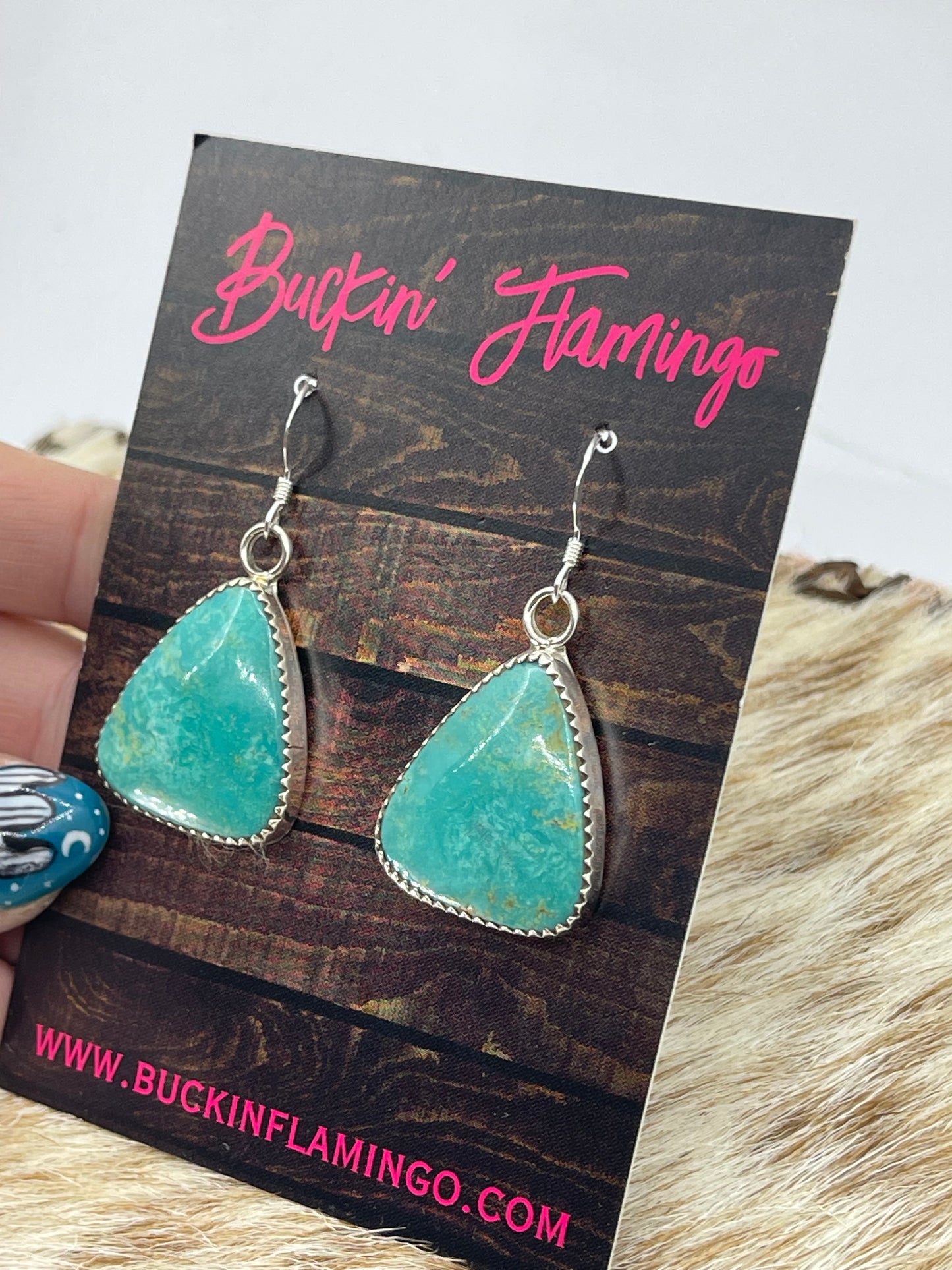 Turquoise Triangle Dangle Earrings by Hiram Largo, Navajo