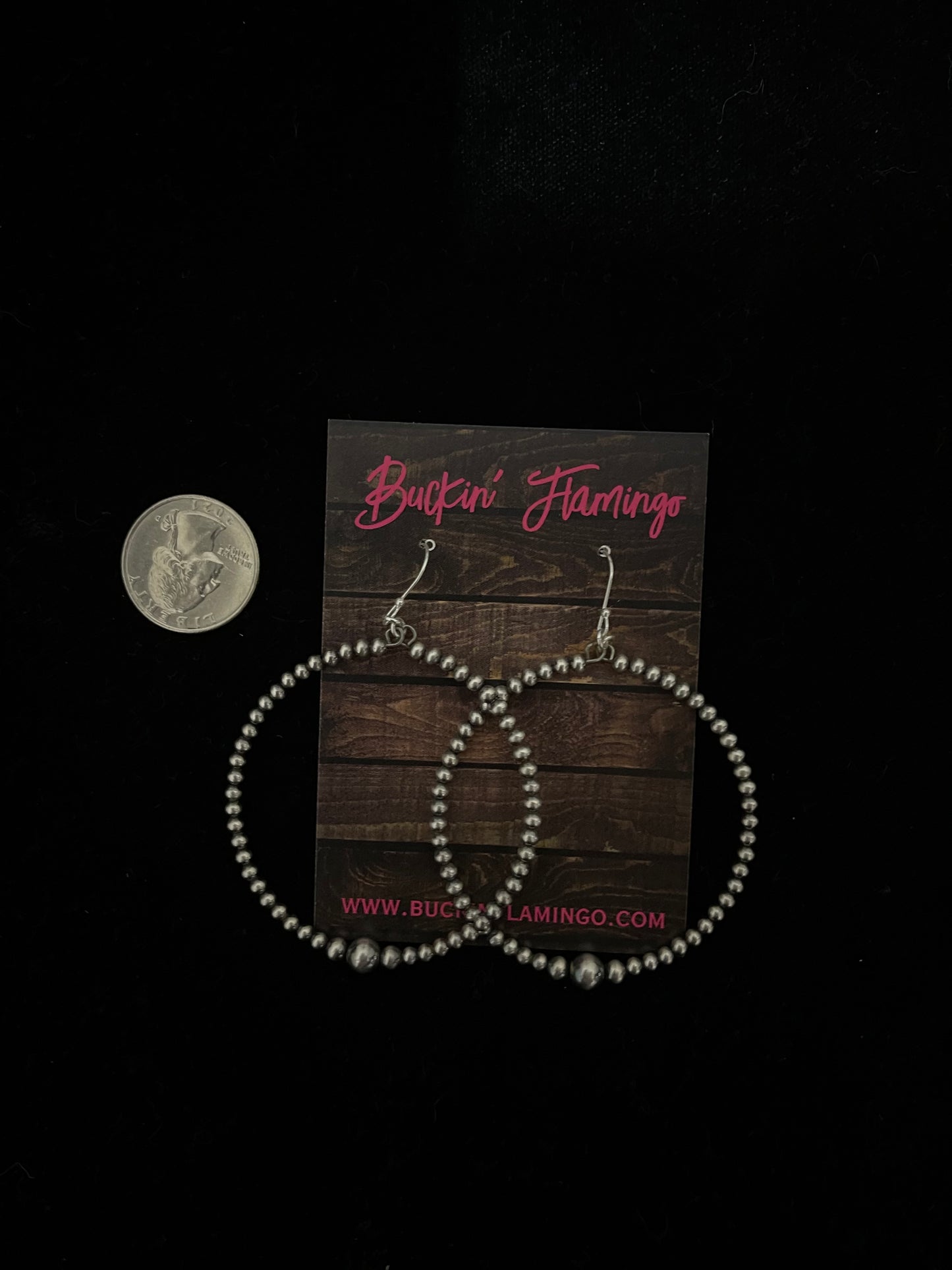 3mm-6mm Navajo Pearl Hoop Dangle Earrings