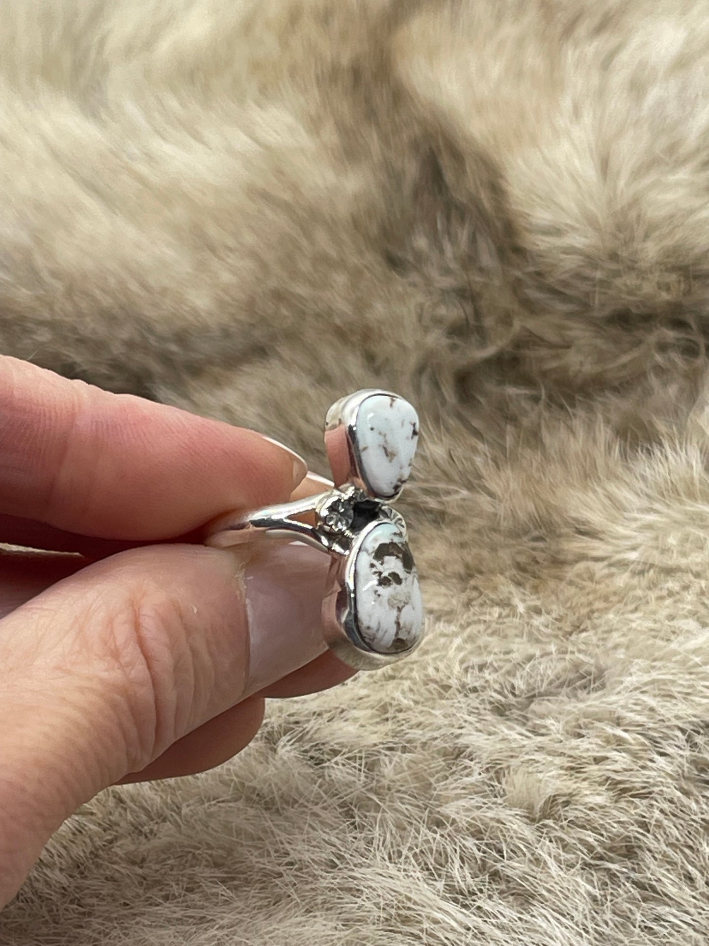 6.5 Two Stone Wild Horse Ring by SL, Navajo