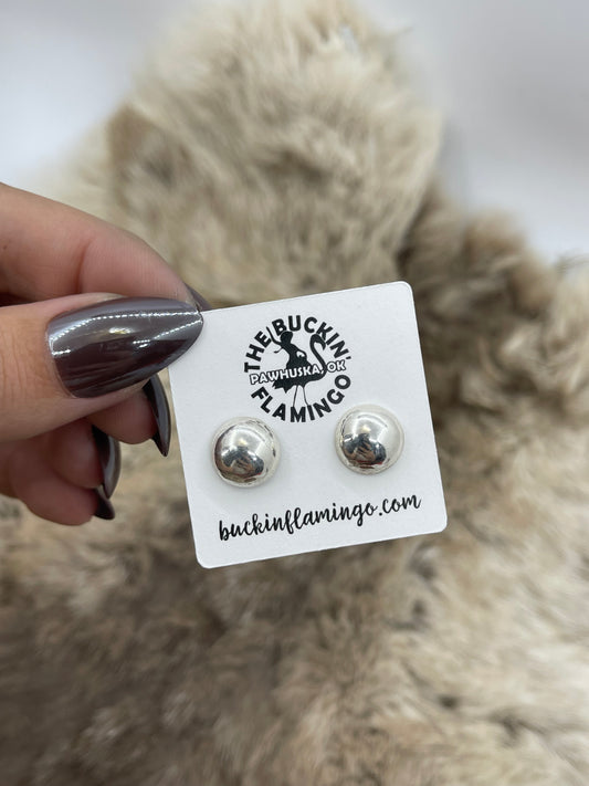 Handmade Navajo Half Pearls Post Earrings by Gloria Harvey, Navajo
