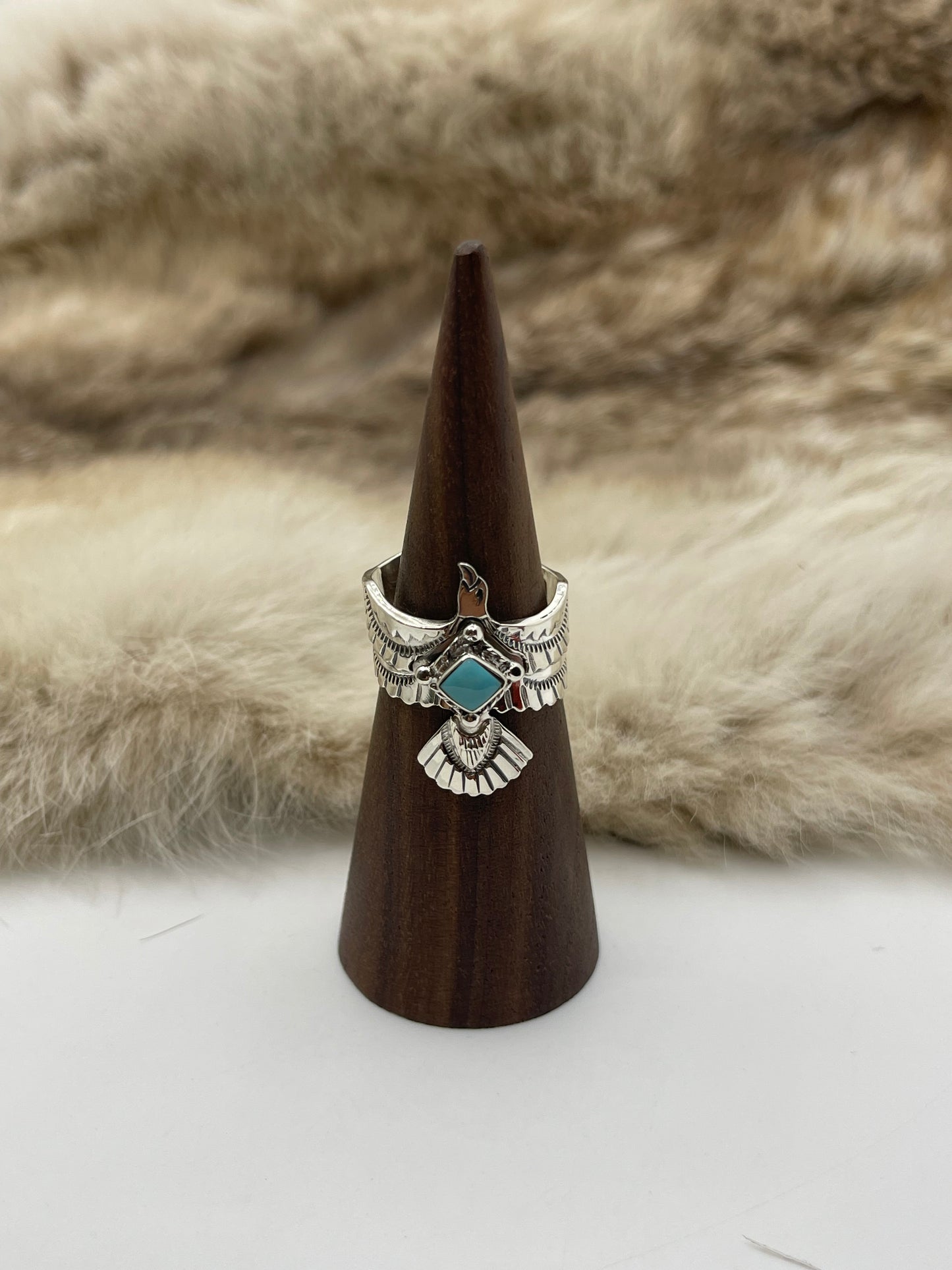 6.5 Semi-Adjustable Thunderbird with Turquoise by Jeremy Delgarito, Navajo