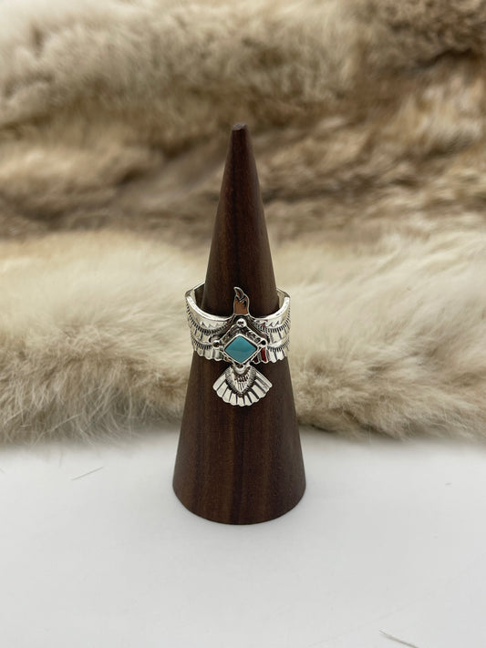 6.5 Semi-Adjustable Thunderbird with Turquoise by Jeremy Delgarito, Navajo