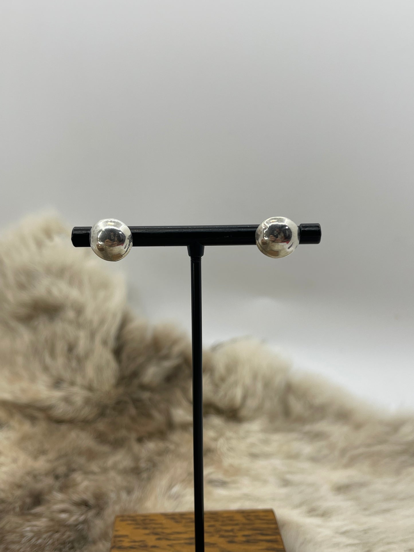 Handmade Navajo Half Pearls Post Earrings by Gloria Harvey, Navajo