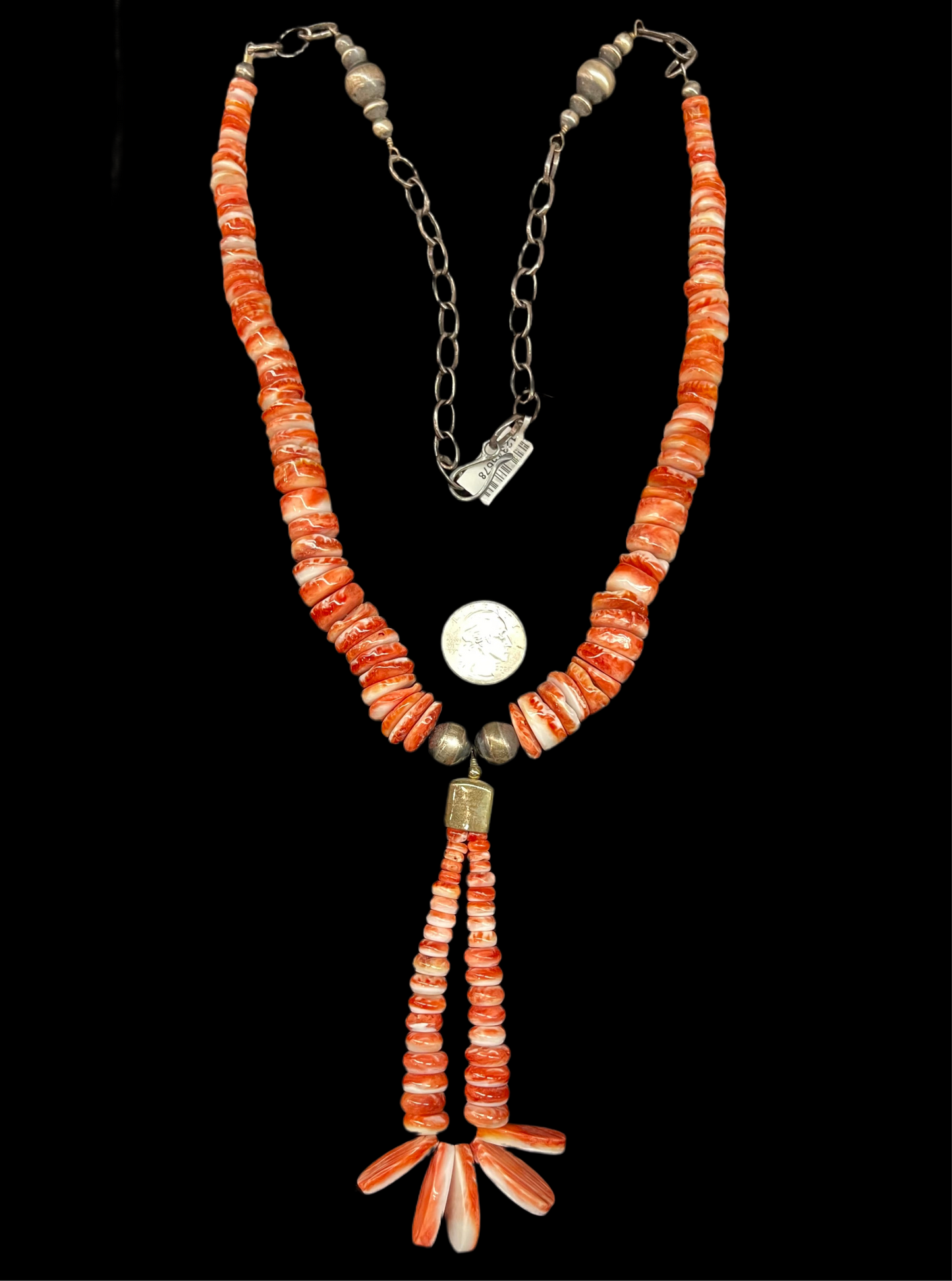 Red Spiny Oyster Shell Lariat Style Necklace