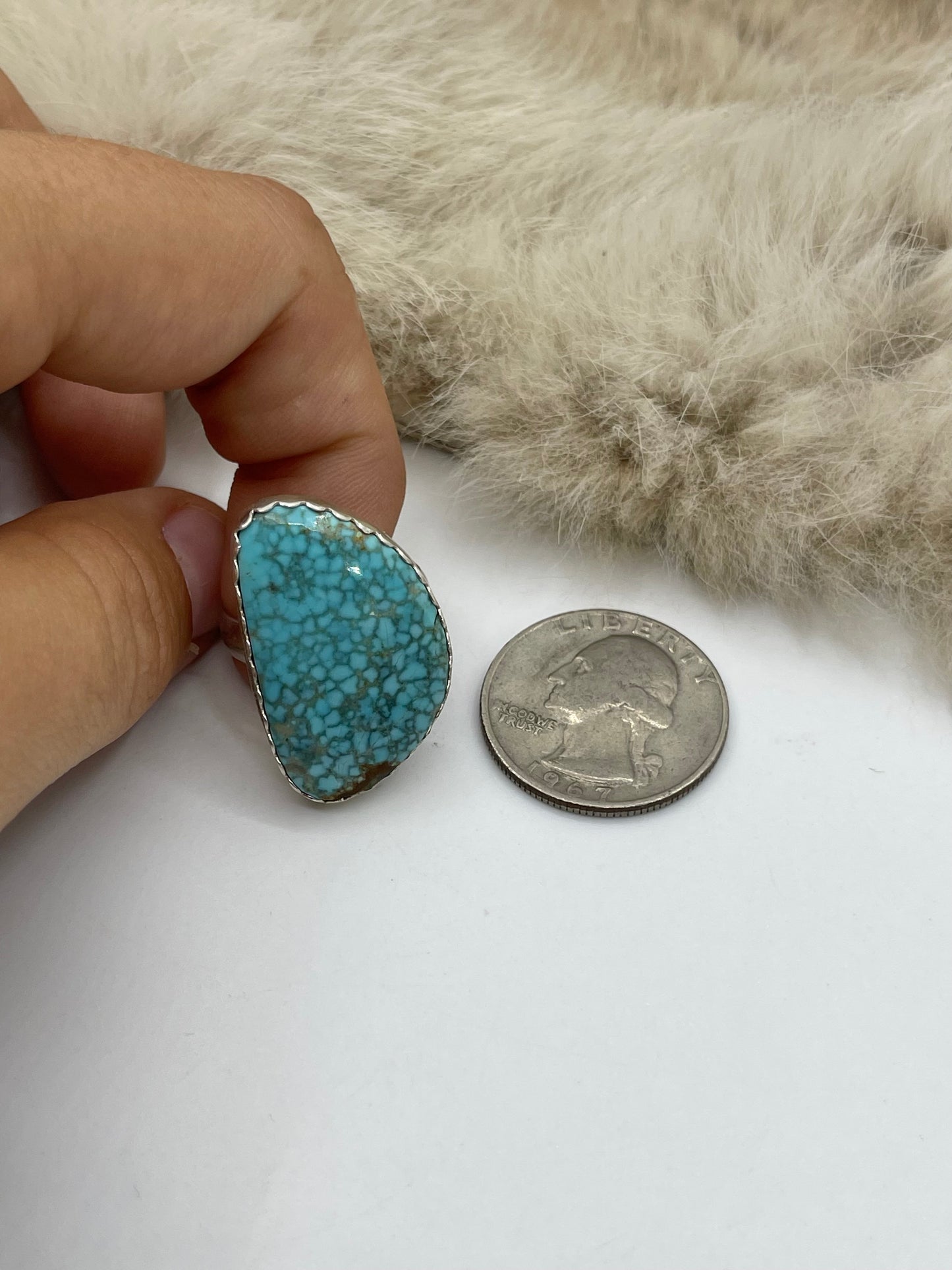 8.0 #8 Turquoise Ring by Carrie Cannon, Kiowa