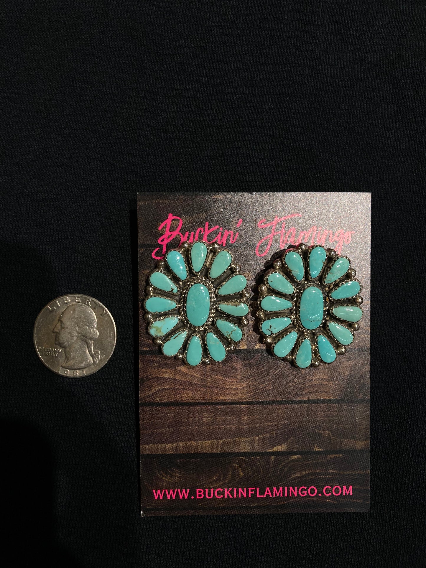 Turquoise Cluster Post Earrings by Alicia Wilson, Navajo