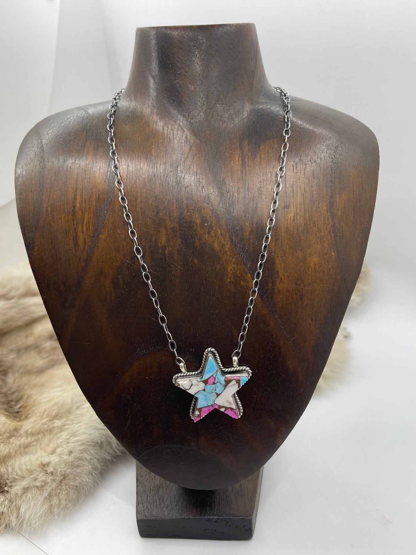 18" Cotton Candy Star Necklace by Johnny Dixon, Navajo