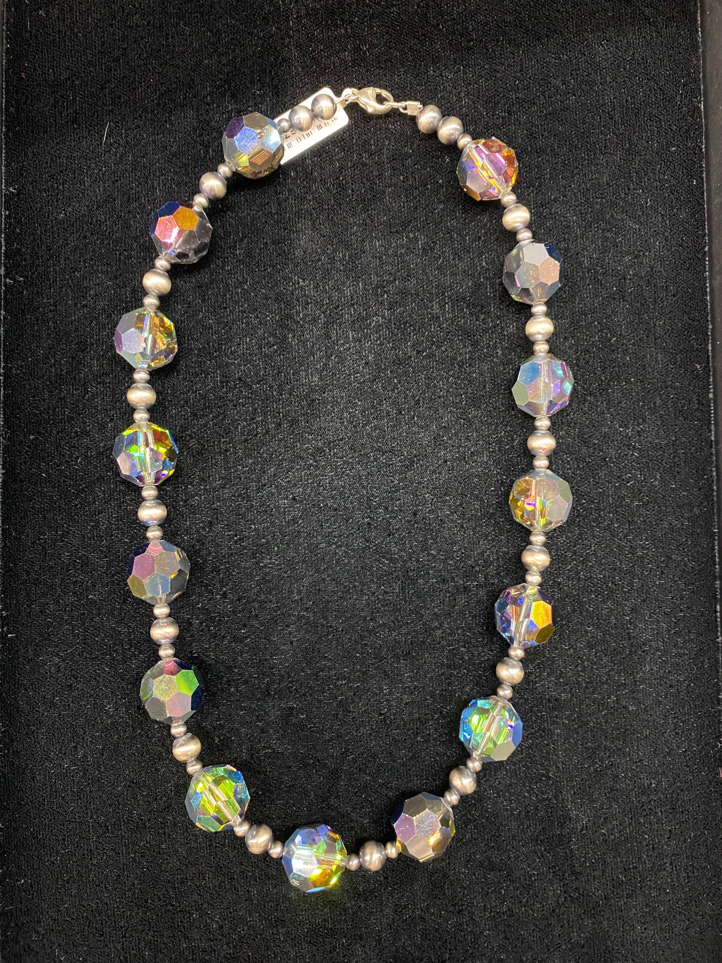Iridescent Crystals and Navajo Pearls Necklace