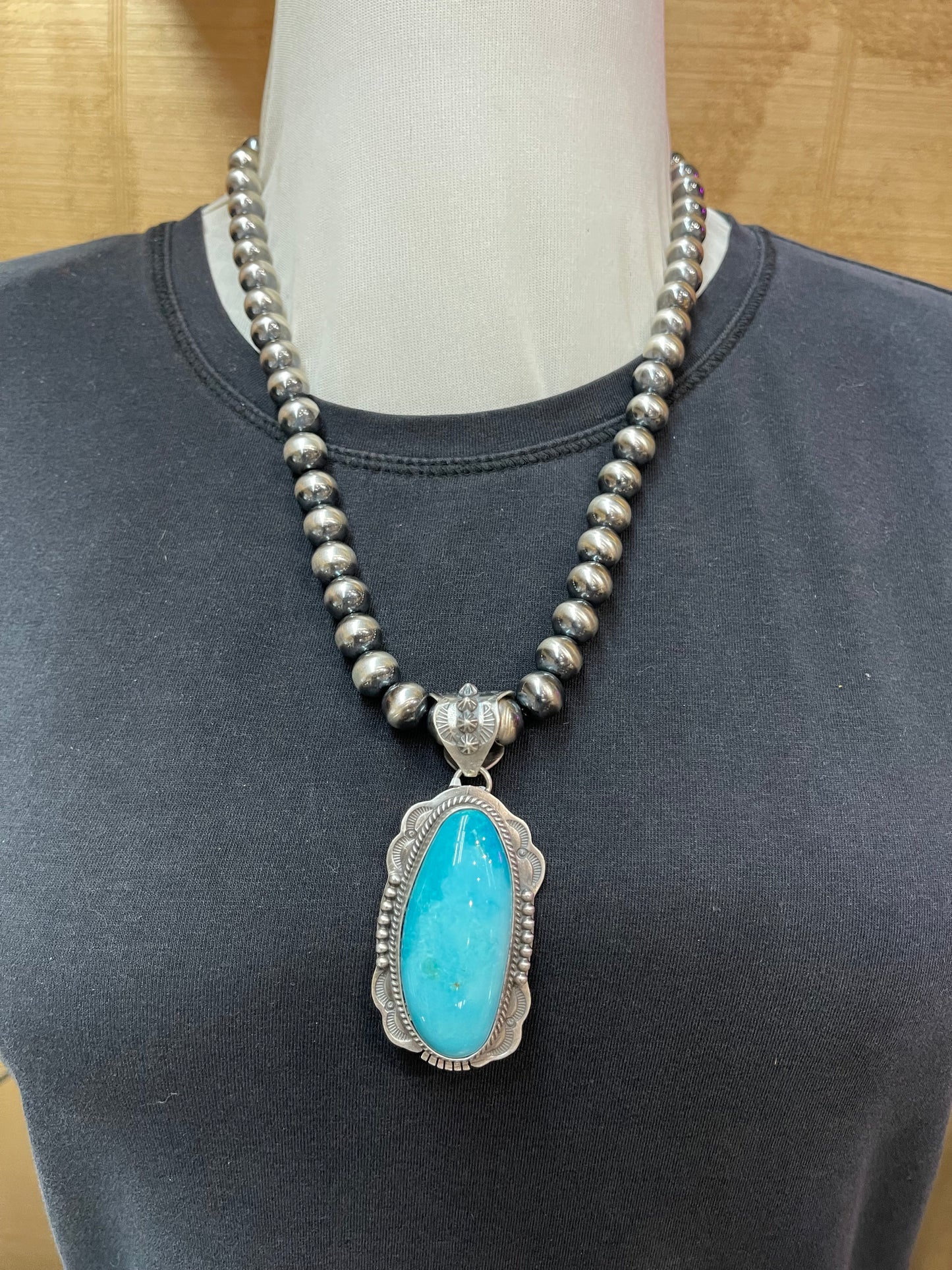 White Water Turquoise Pendant by John Nelson, Navajo