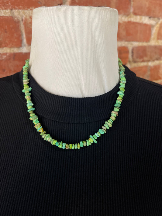 18" Green Turquoise Chunk Necklace