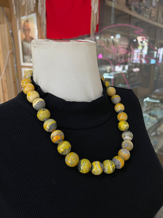 20" 18mm Bumblebee Jasper Beaded Necklace