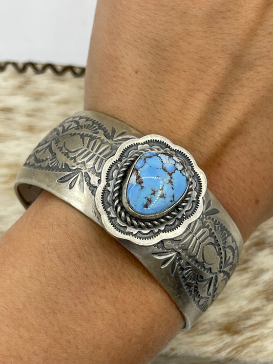 6 1/4"-7" Golden Hills Turquoise Bracelet by Boyd J. Ashley, Navajo