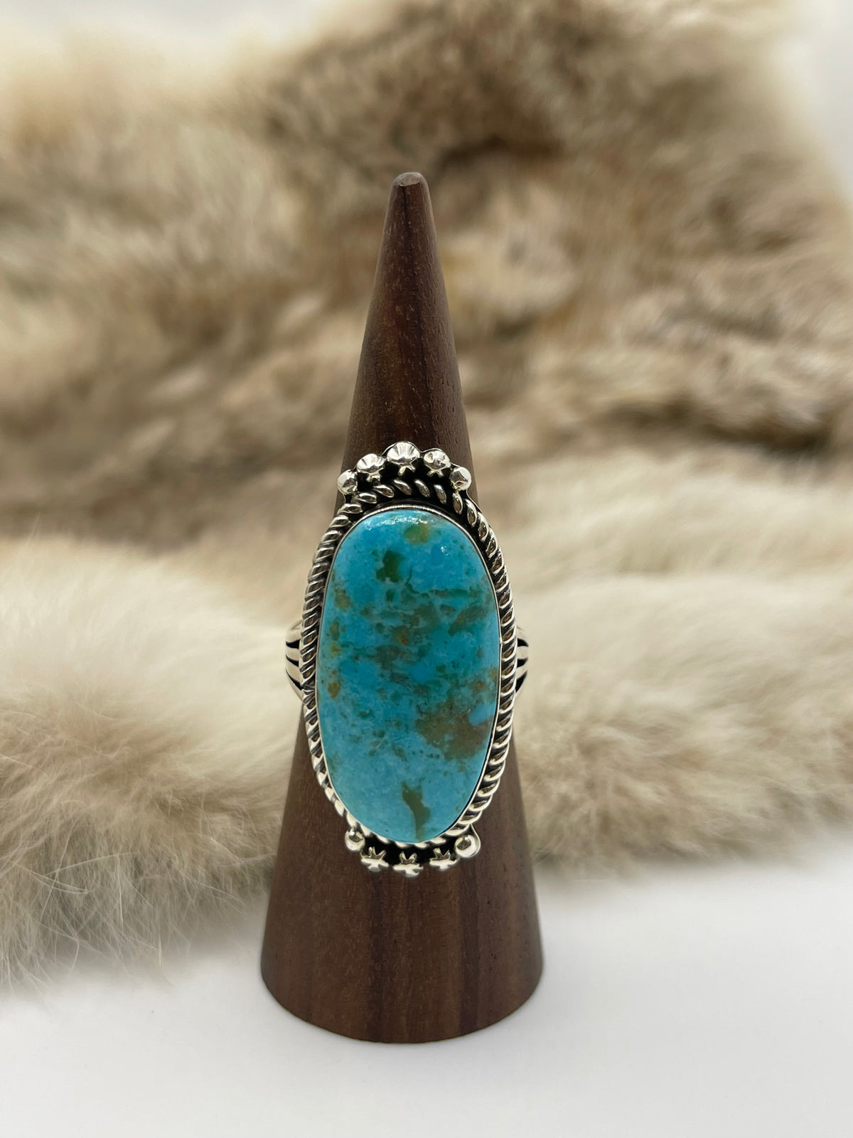 10.0 Kingman Turquoise Ring by Michael Yazzie, Navajo