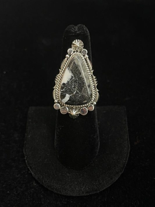 6.0 White Buffalo Ring by Daniel Banally, Navajo
