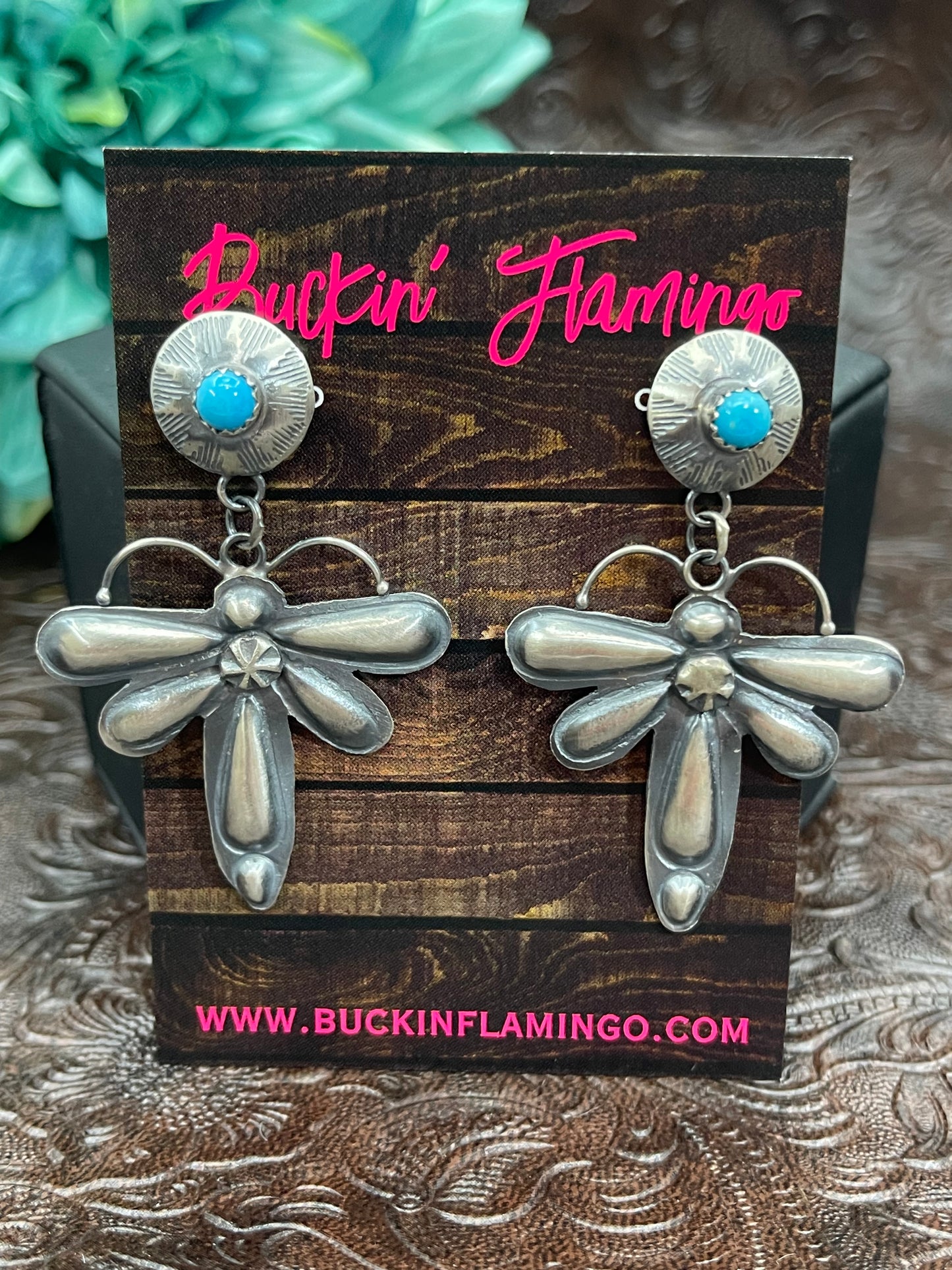 Dragon Fly Earrings with Turquoise Stone