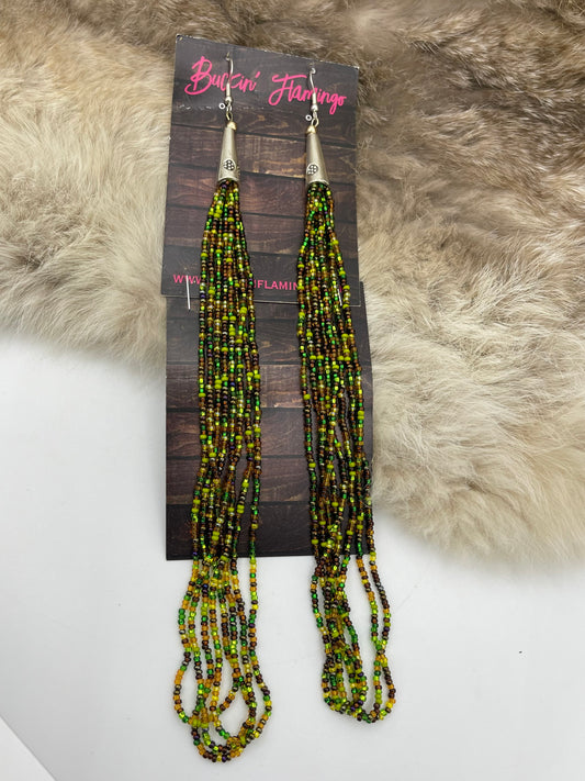 7" Glass Sead Beads Earrings by Ron McCulley, Navajo