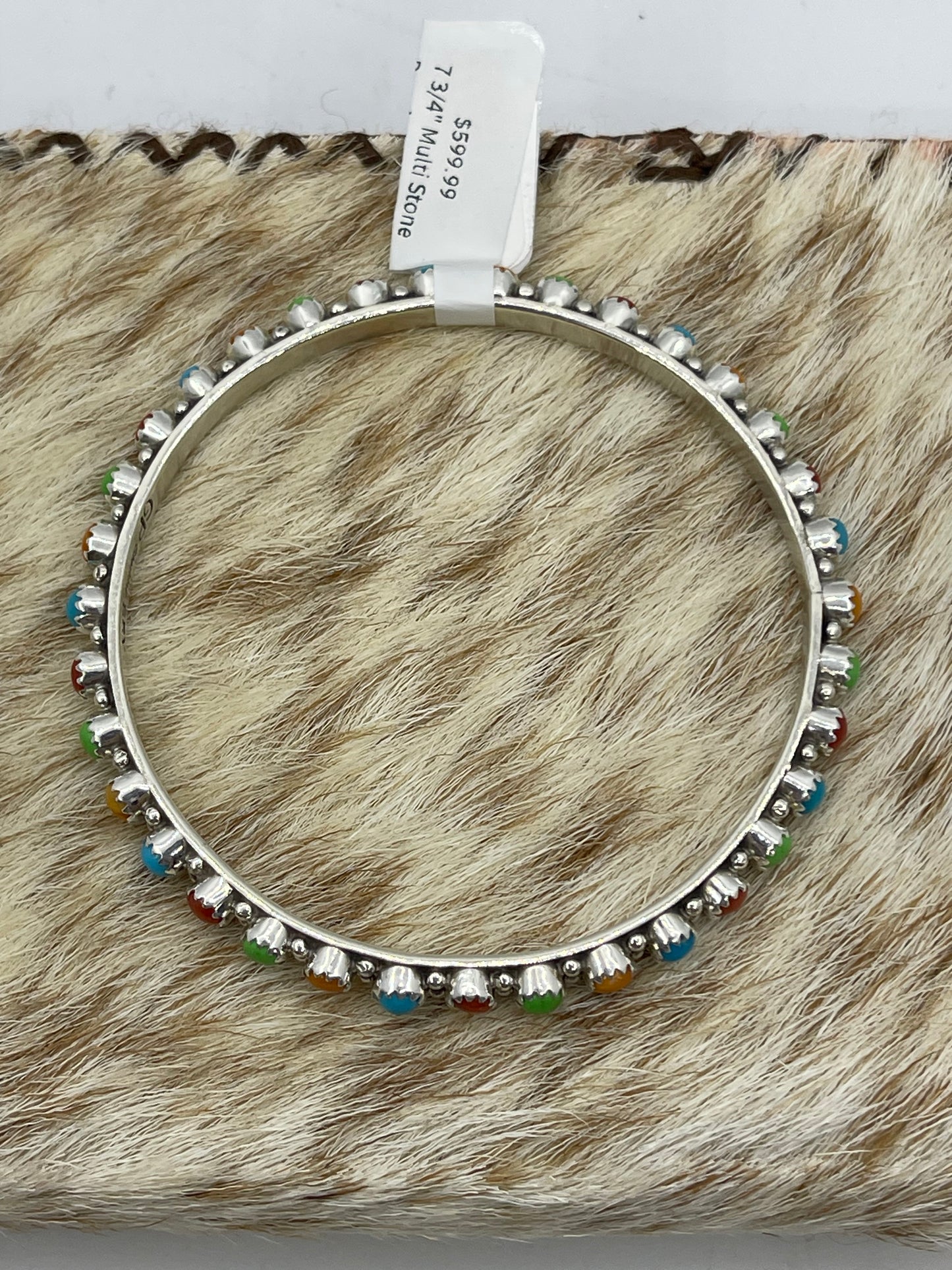 7 3/4" Multi Stone Bangle by Gaynell Parker and Shona Yazzie, Navajo