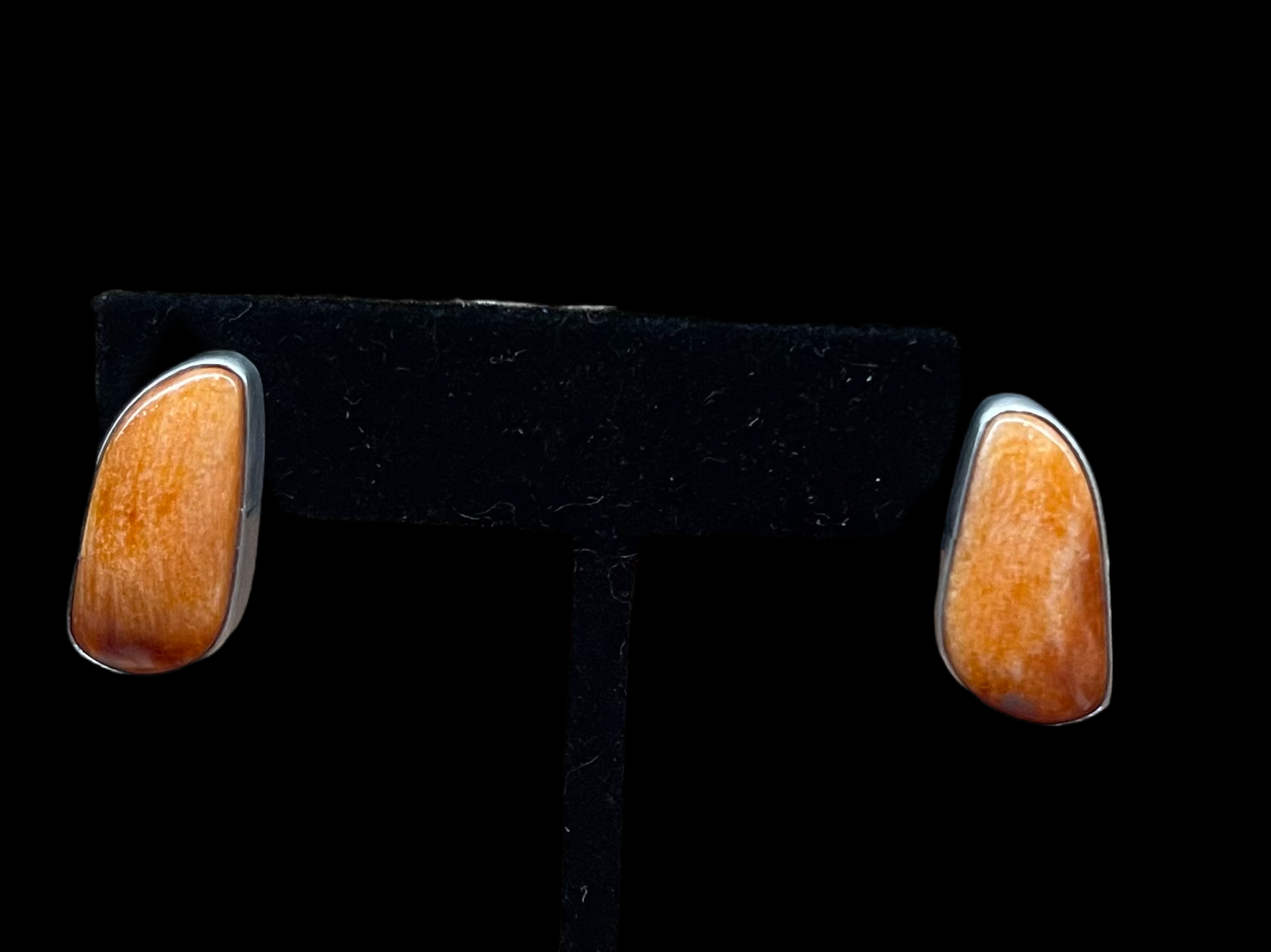 Orange Spiny Oyster Shell Post Earrings by Judith Dixon, Navajo