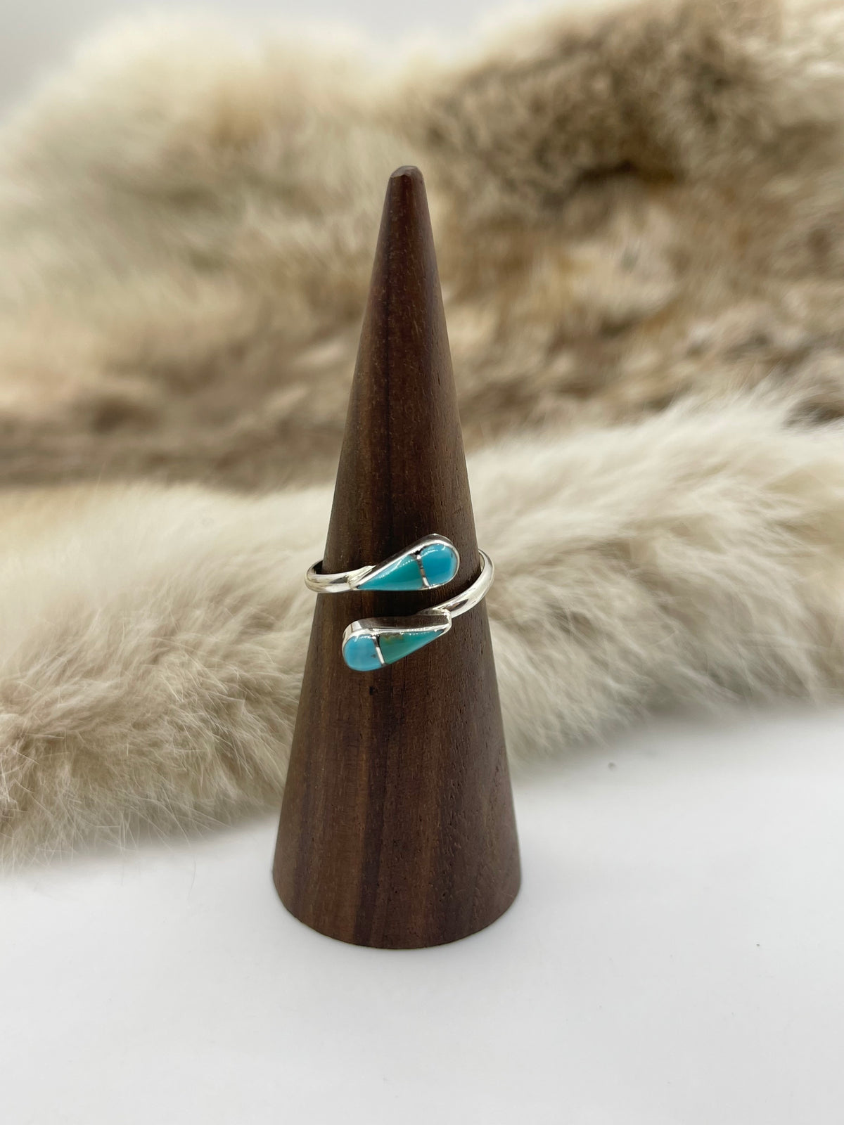 8.0- Semi-Adj. Inlay Turquoise by Velda Nastacio, Zuni