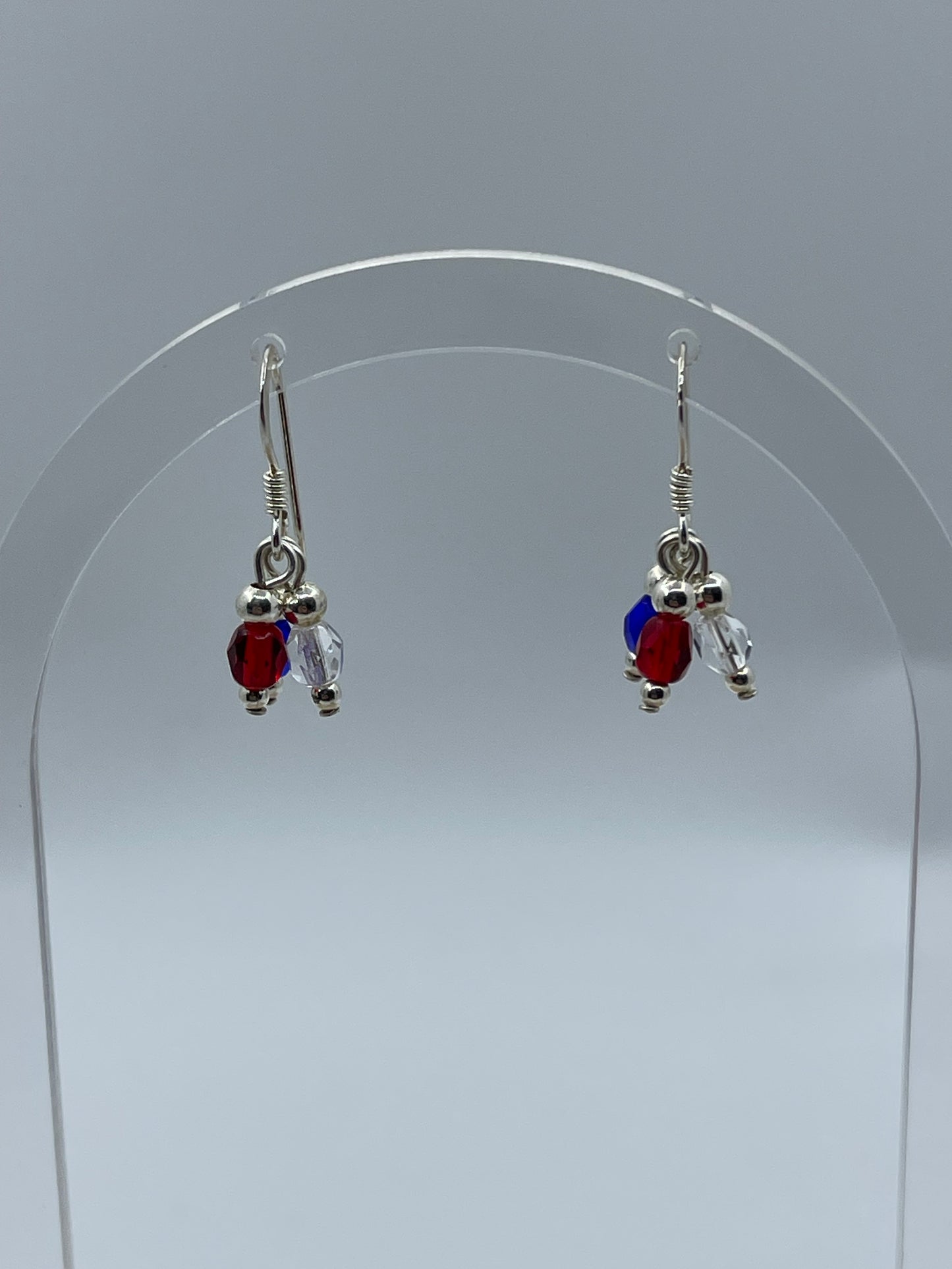 Red, White, and Blue Crystal Dangle Earrings