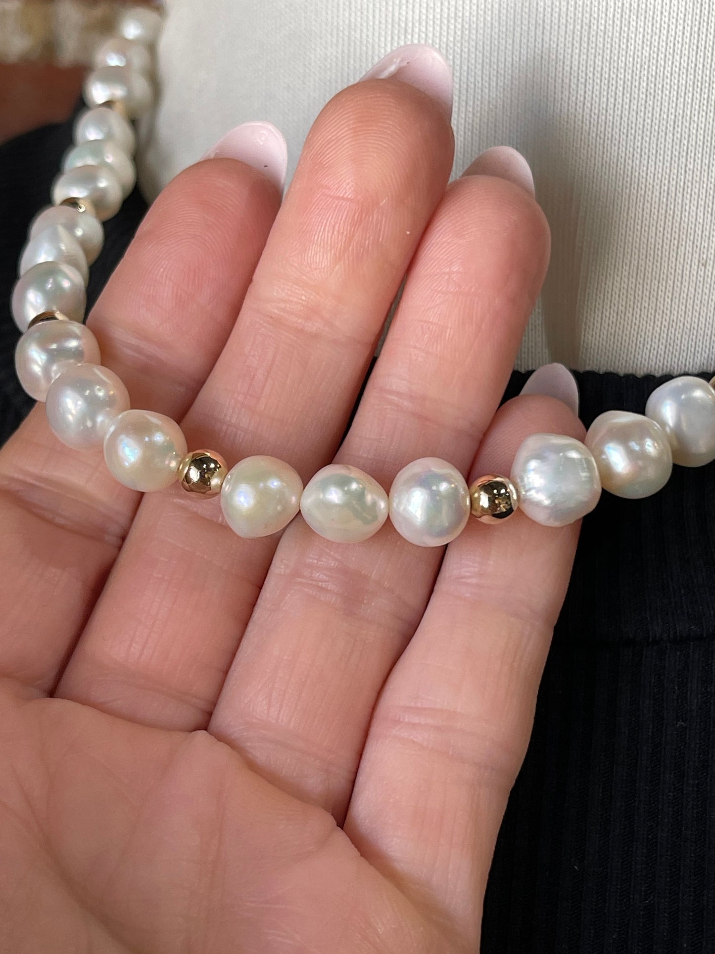16"+2" 14k Gold Filled Beads and Freshwater Pearls Necklace