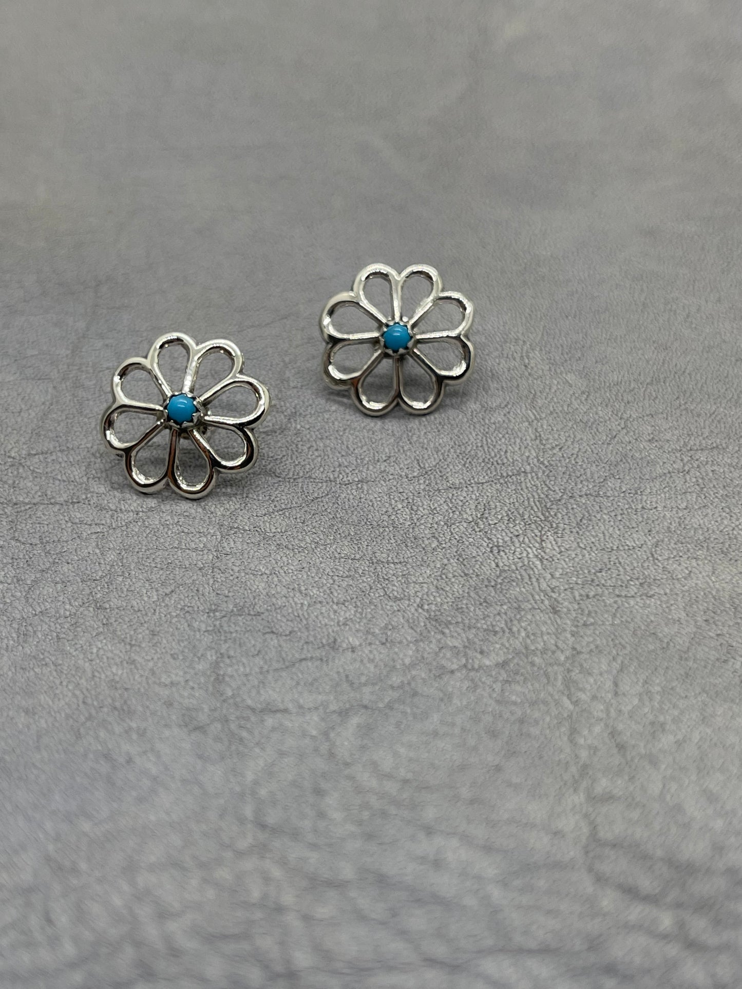 Flower with Turquoise Earrings by Lorraine Chee, Navajo
