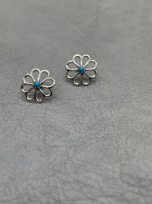 Flower with Turquoise Earrings by Lorraine Chee, Navajo