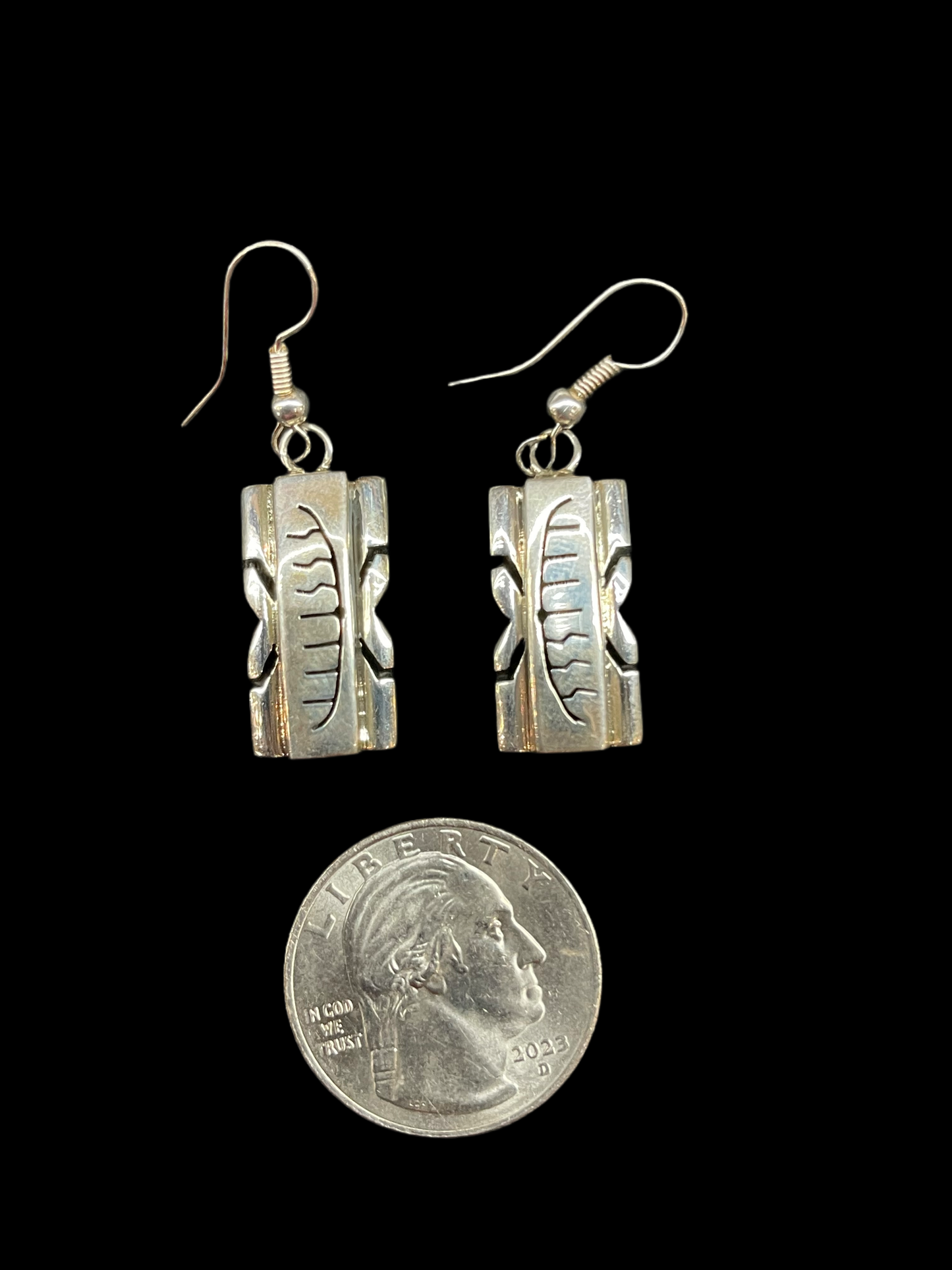 Stamped Sterling Silver Bar Dangle Earrings