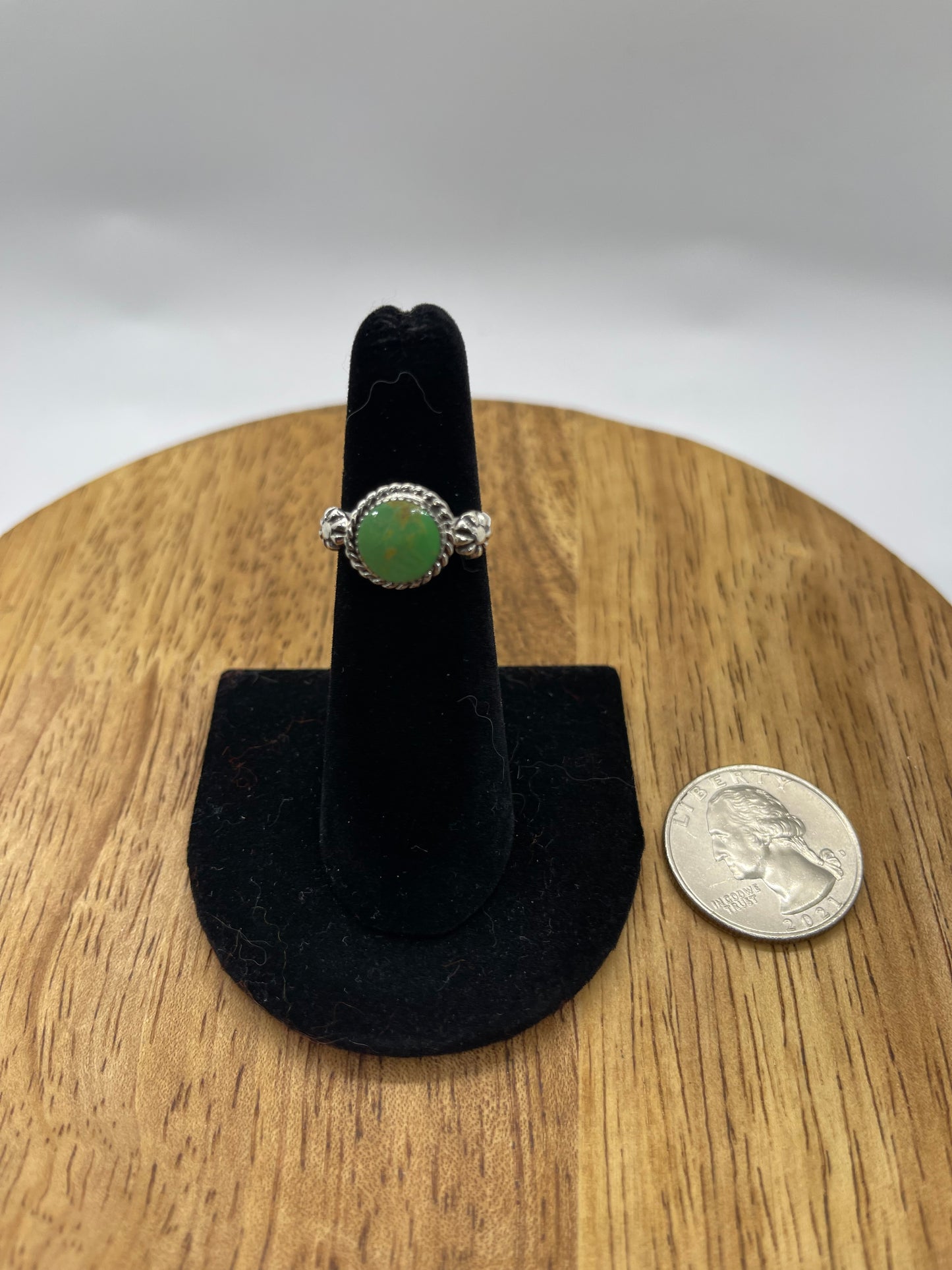 4.0 Green Gaspeite Ring by Mike Smith, Navajo