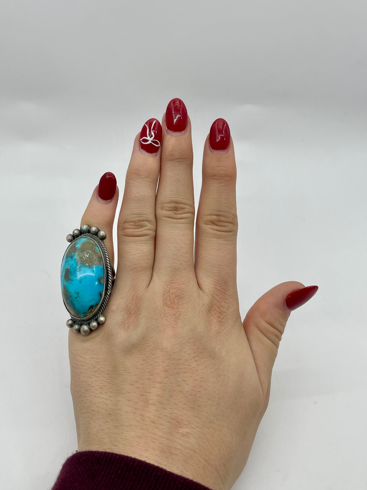 5.0 Oval Persian Turquoise Ring By Boyd Ashley Navajo