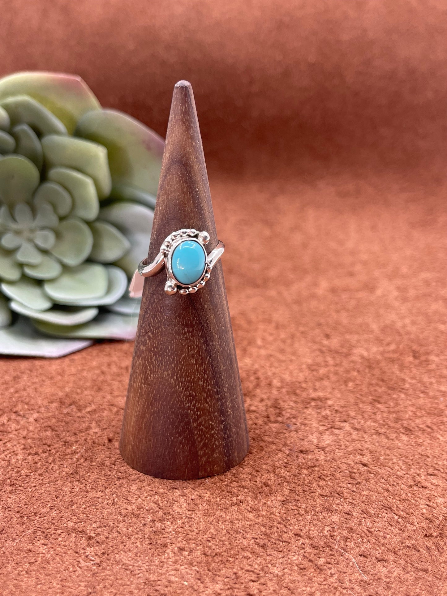 9.0 Turquoise Oval Ring by Robert Martinez, Navajo
