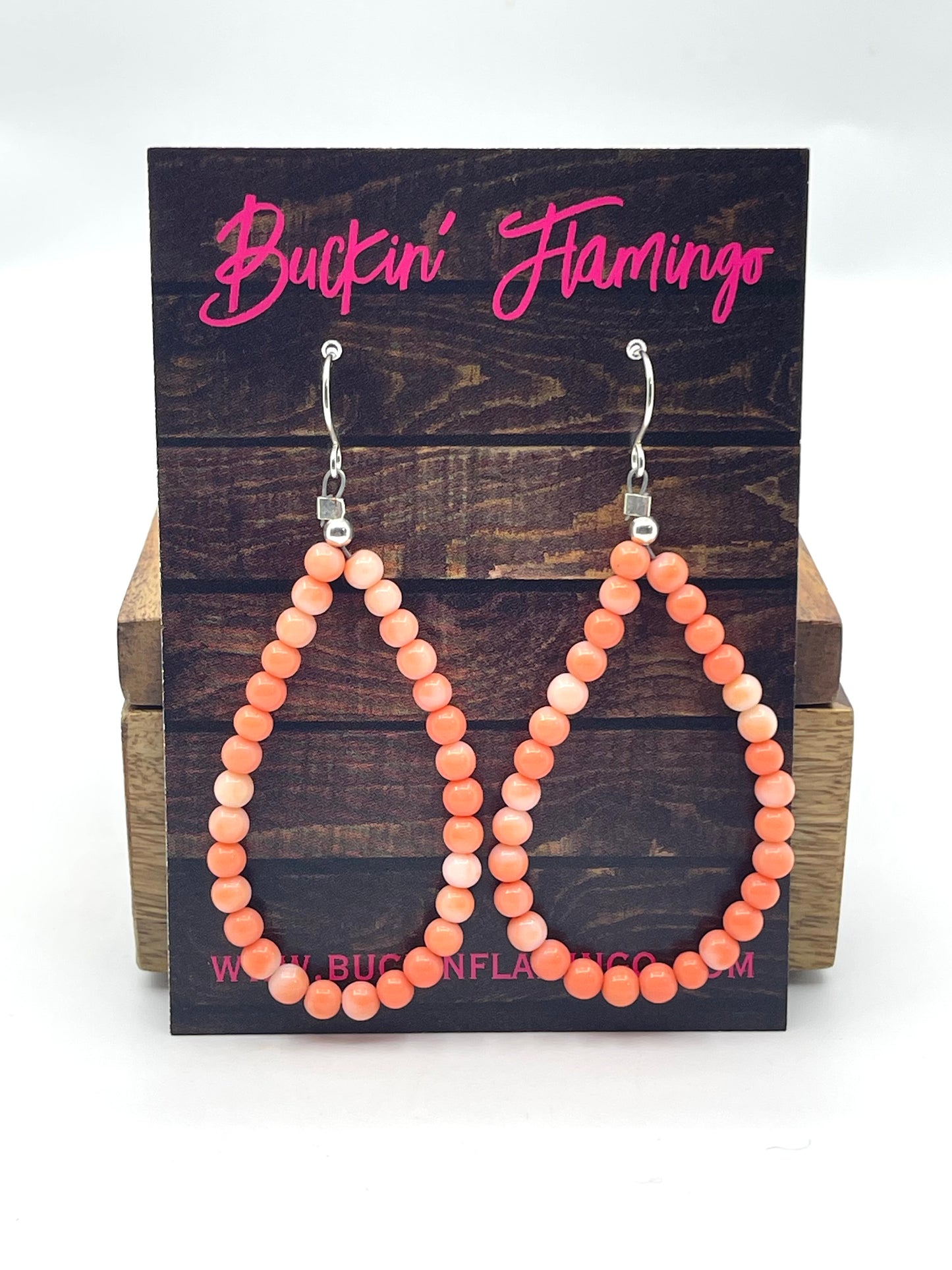 4mm Coral Teardrop Earrings