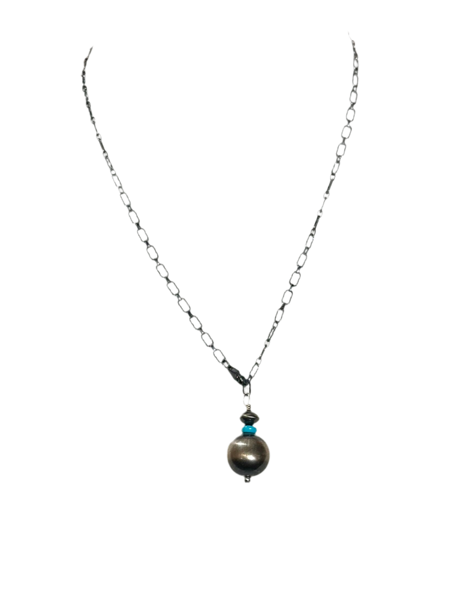 18" 16mm Navajo Pearl & Turquoise Adjustable Lariat Necklace
