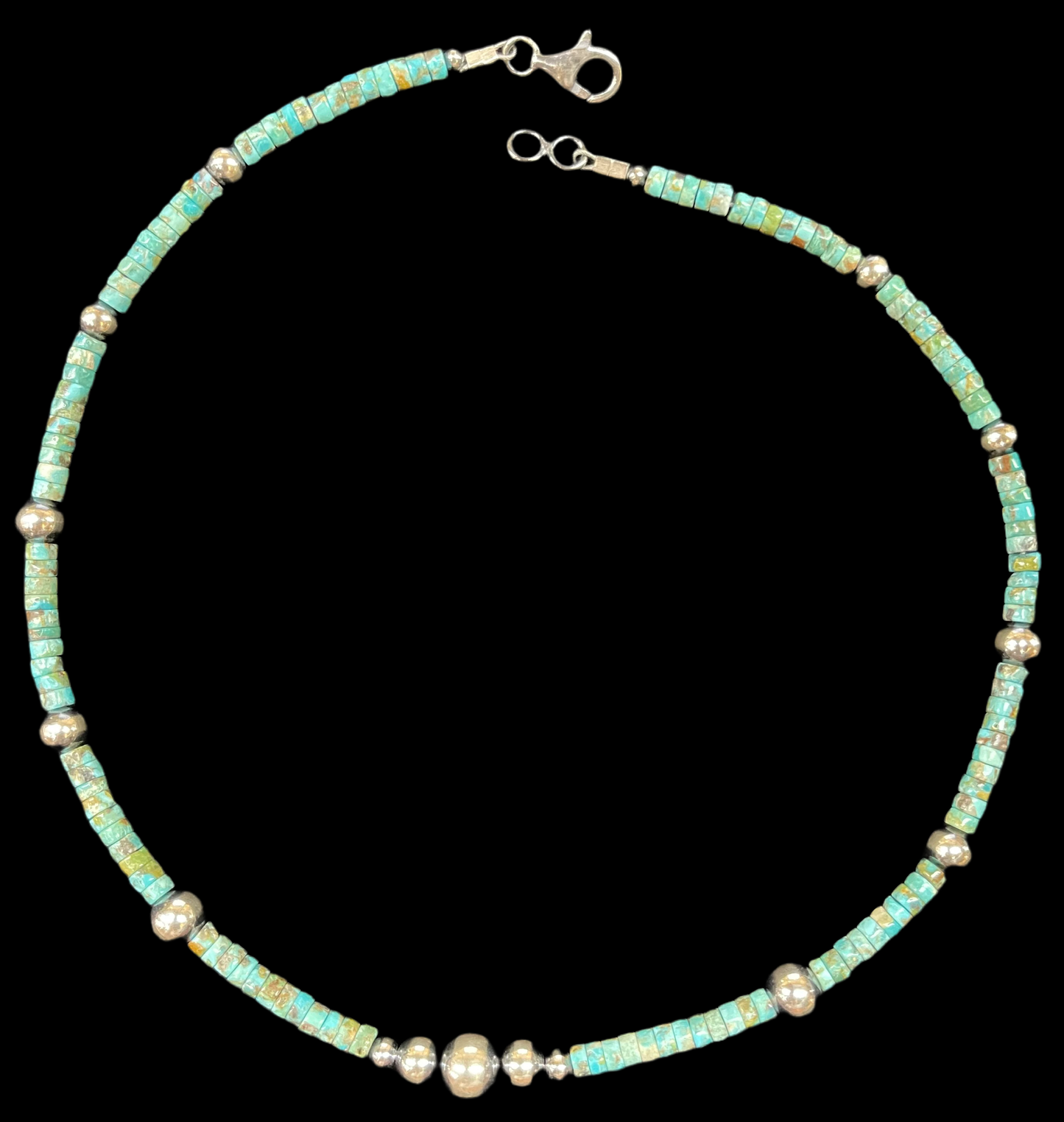 16" Turquoise Heishi Beads with Graduated Navajo Pearls