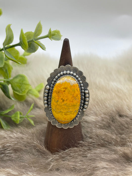7.5 Bumblebee Jasper Oval Ring