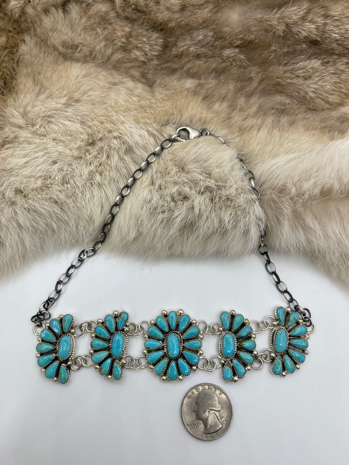 17" & Shorter Cluster Choker Necklace by Alicia Wilson, Navajo