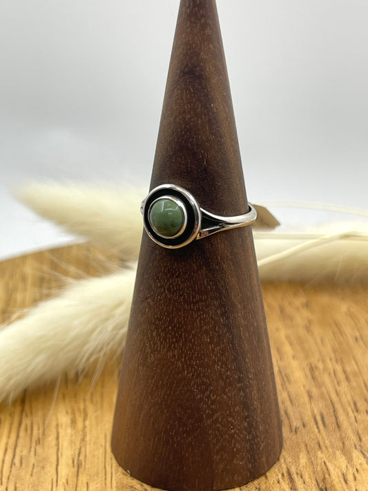 5.0 Dainty Turquoise Circle Ring by Martin Perry, Navajo