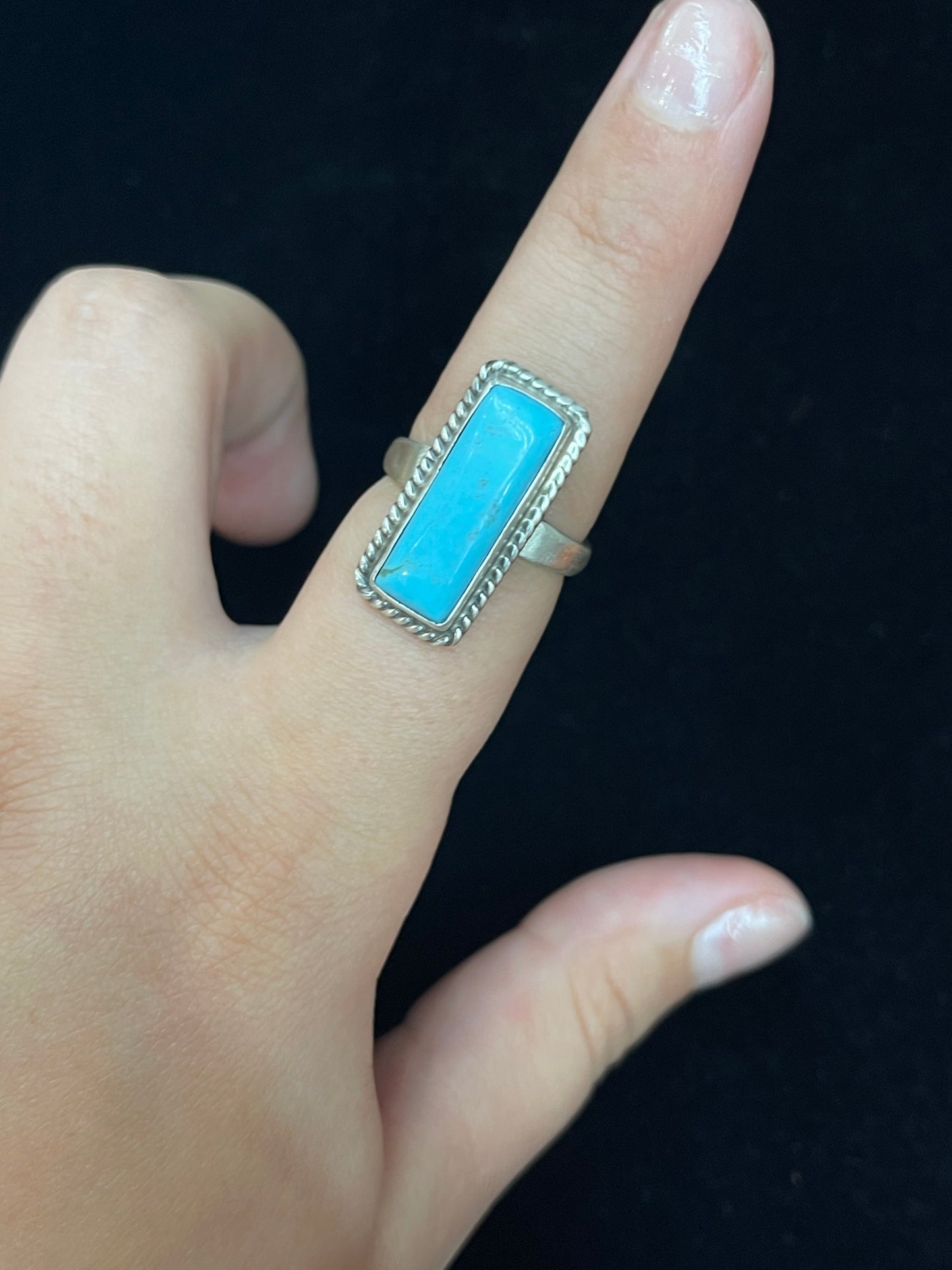 Adjustable Blue Turquoise Bar Ring