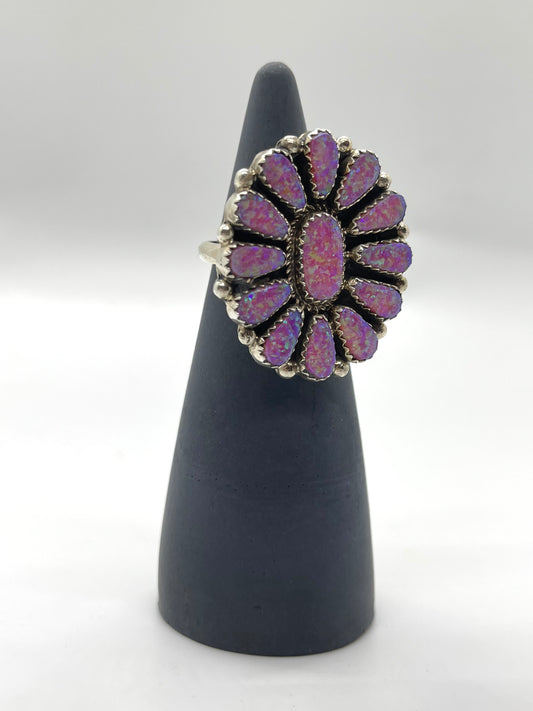 Adjustable Pink Opal Cluster Ring by Alicia, Wilson, Navajo