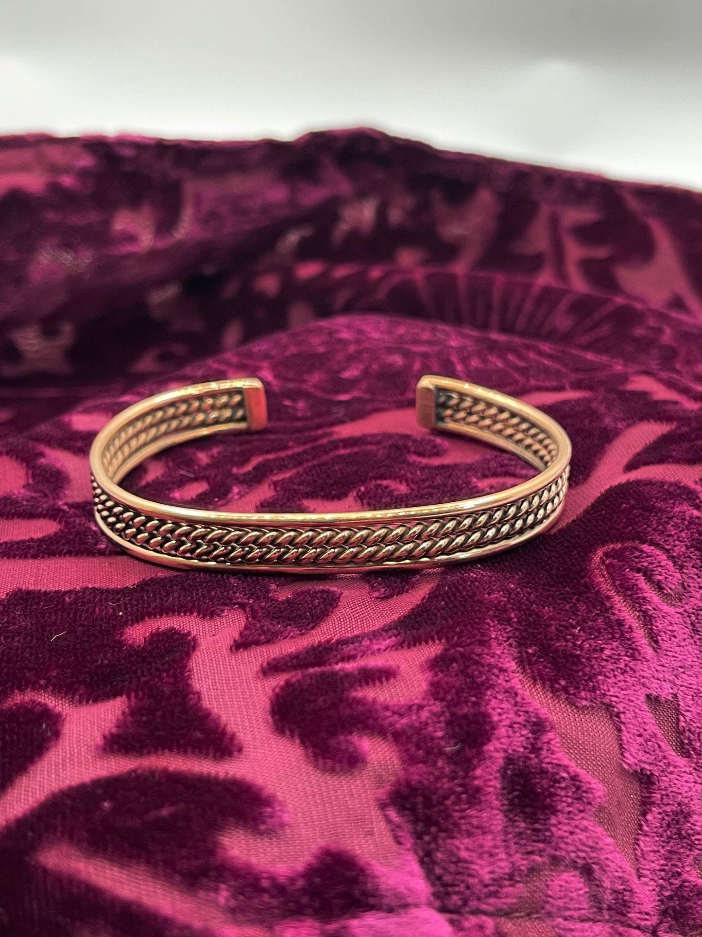 6.5"-8.5" 4 Row Copper Cuff by Elaine Tahe, Navajo