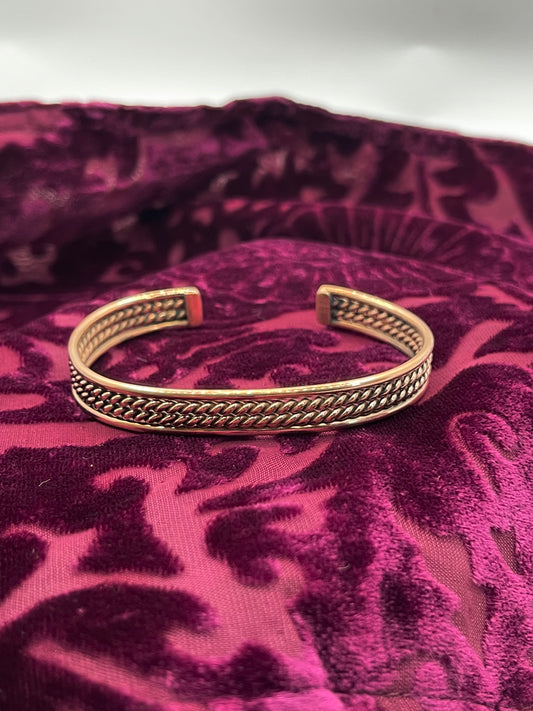 6.5"-8.5" 4 Row Copper Cuff by Elaine Tahe, Navajo