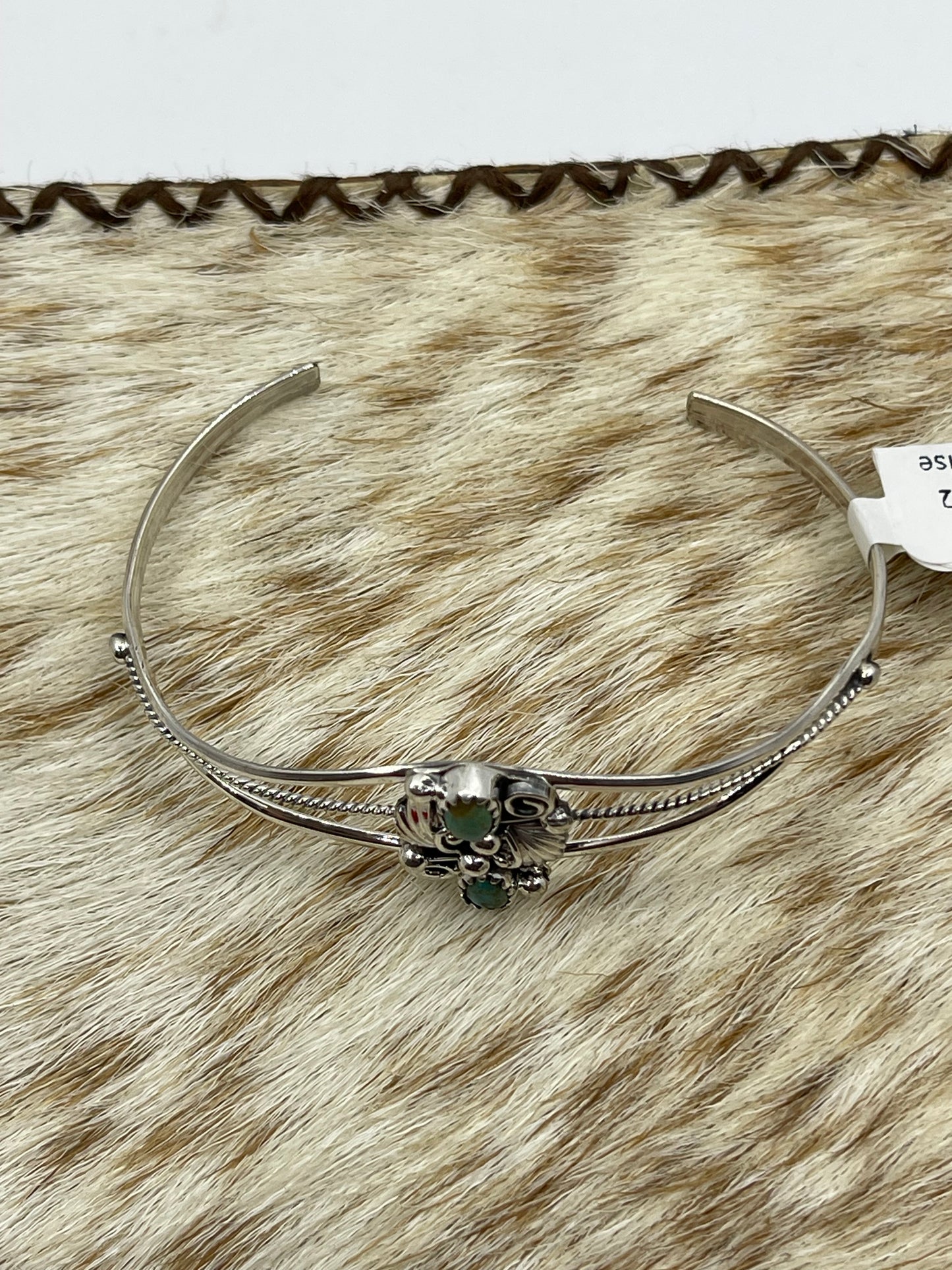 2 Stone Turquoise Cuff by Hiram Largo, Navajo