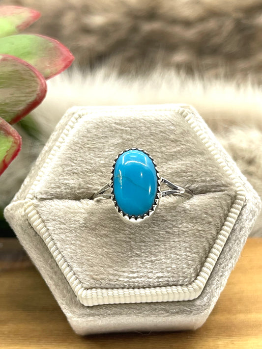 8.0 Blue Turquoise Ring by Letricia Largo, Navajo