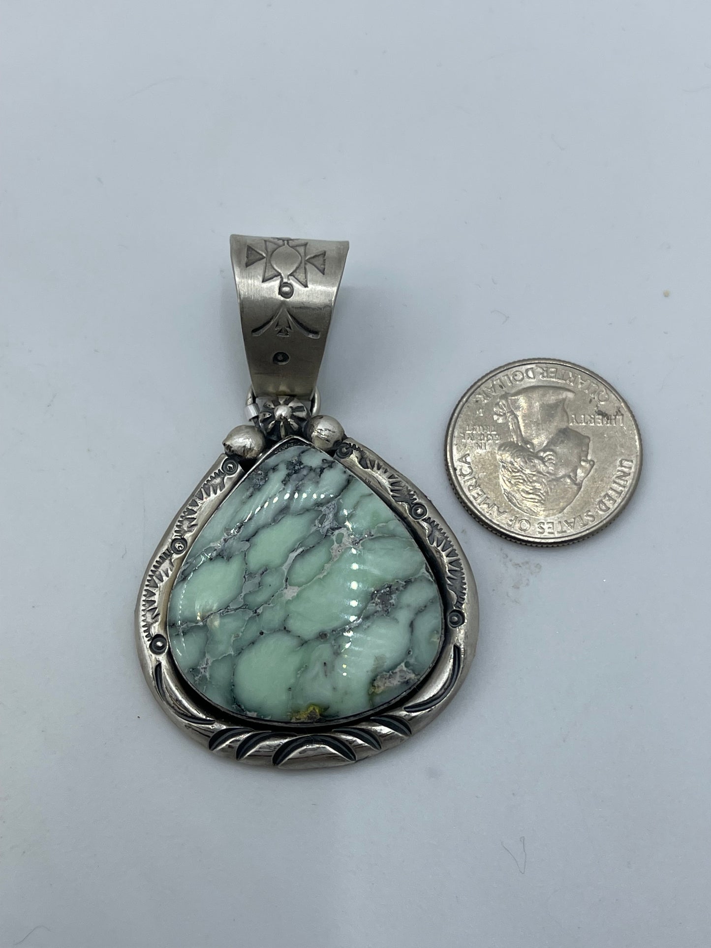 Palomino Turquoise Pendant by J. Piaso, Jr., Navajo