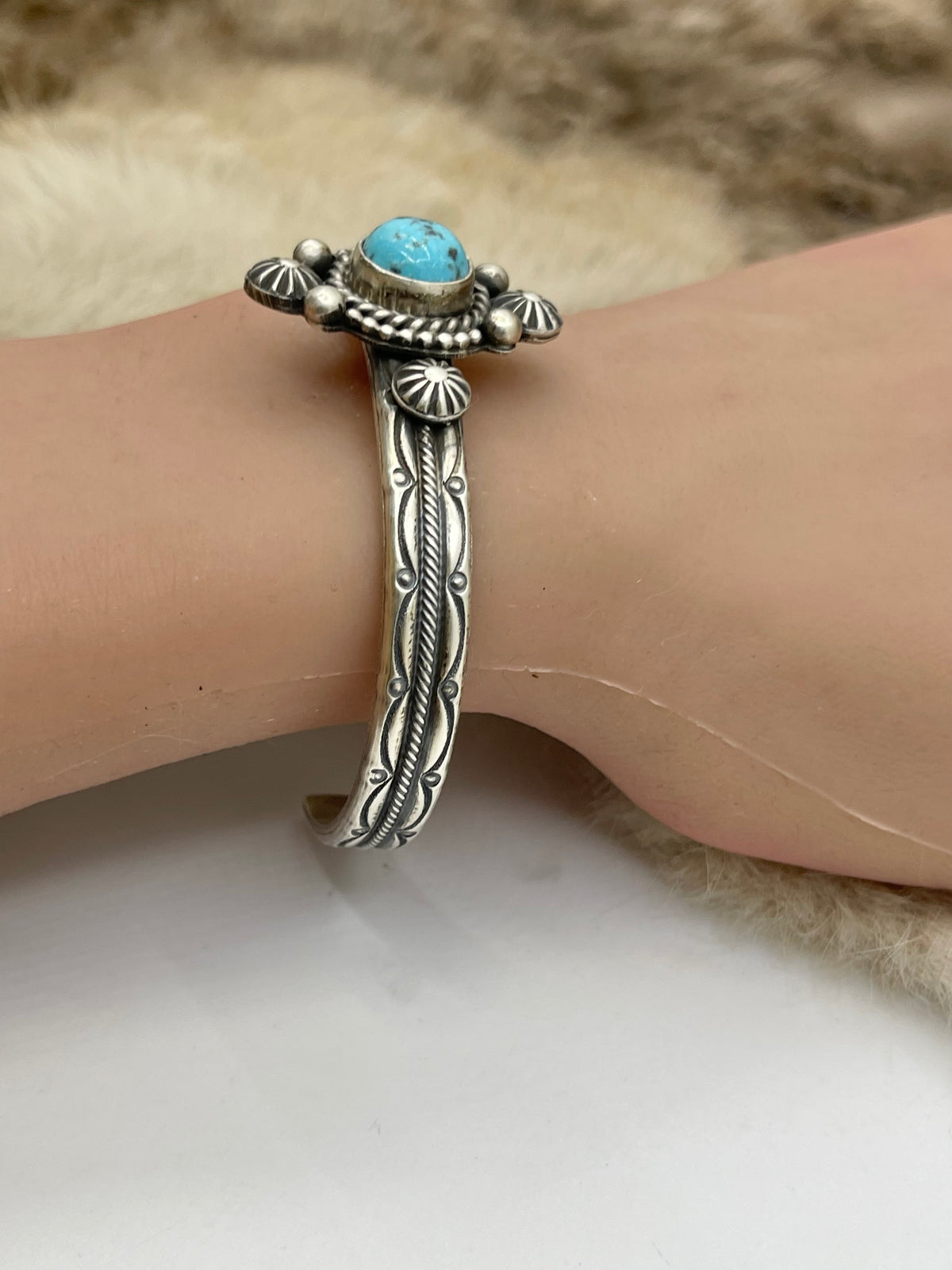 6"-7.5" Turquoise Cuff by Max Calladitto, Navajo