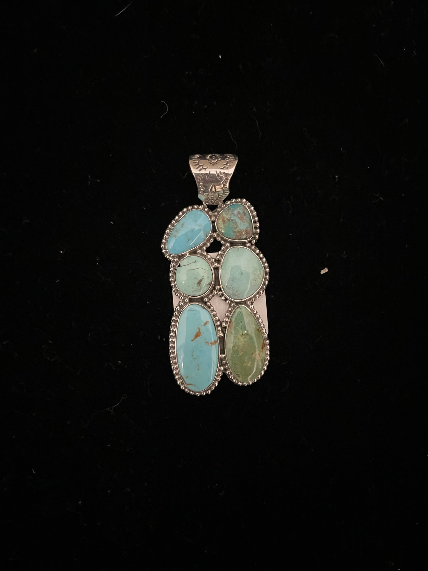6 Stone Kingman Turquoise Pendant with a 9mm Bale