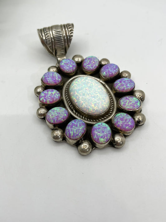 Purple and White Opal Cluster Pendant by AT