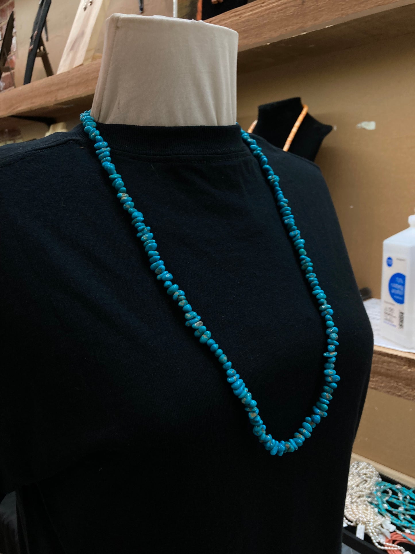 30" Sleeping Beauty Turquoise Nugget Necklace