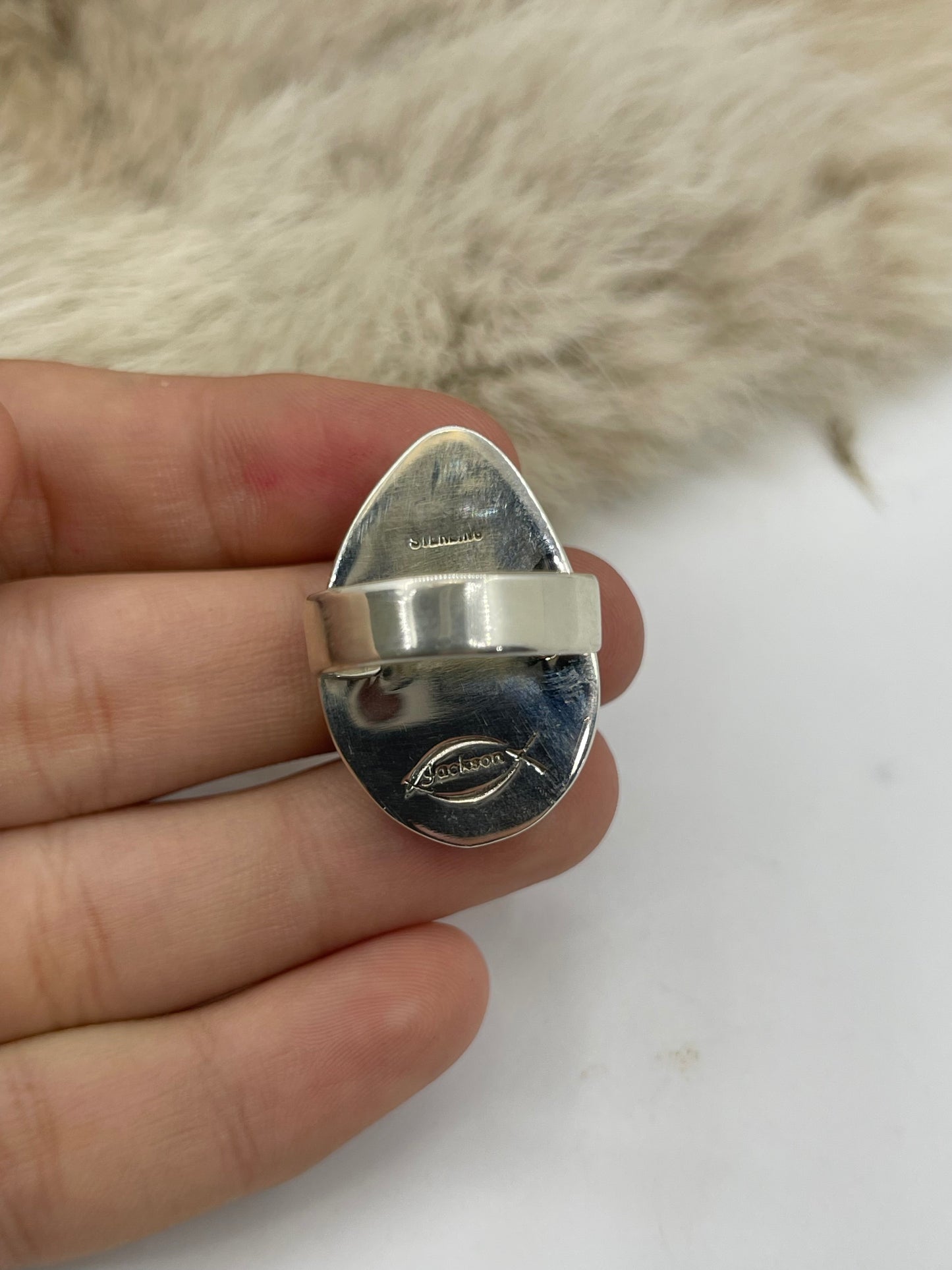 8.0 Kingman Turquoise Ring by Marie Jackson, Navajo